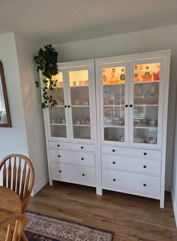 Before: A detached storage cabinet doesn't fill space effeciently