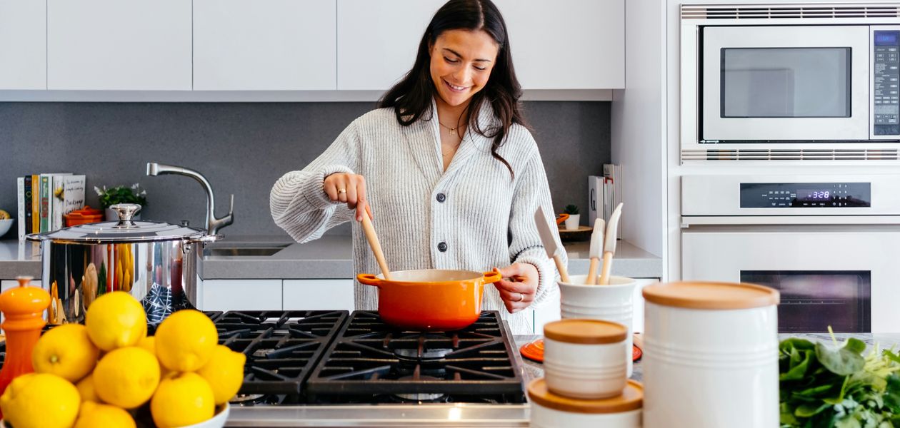 Woman cooking in a modern kitchen