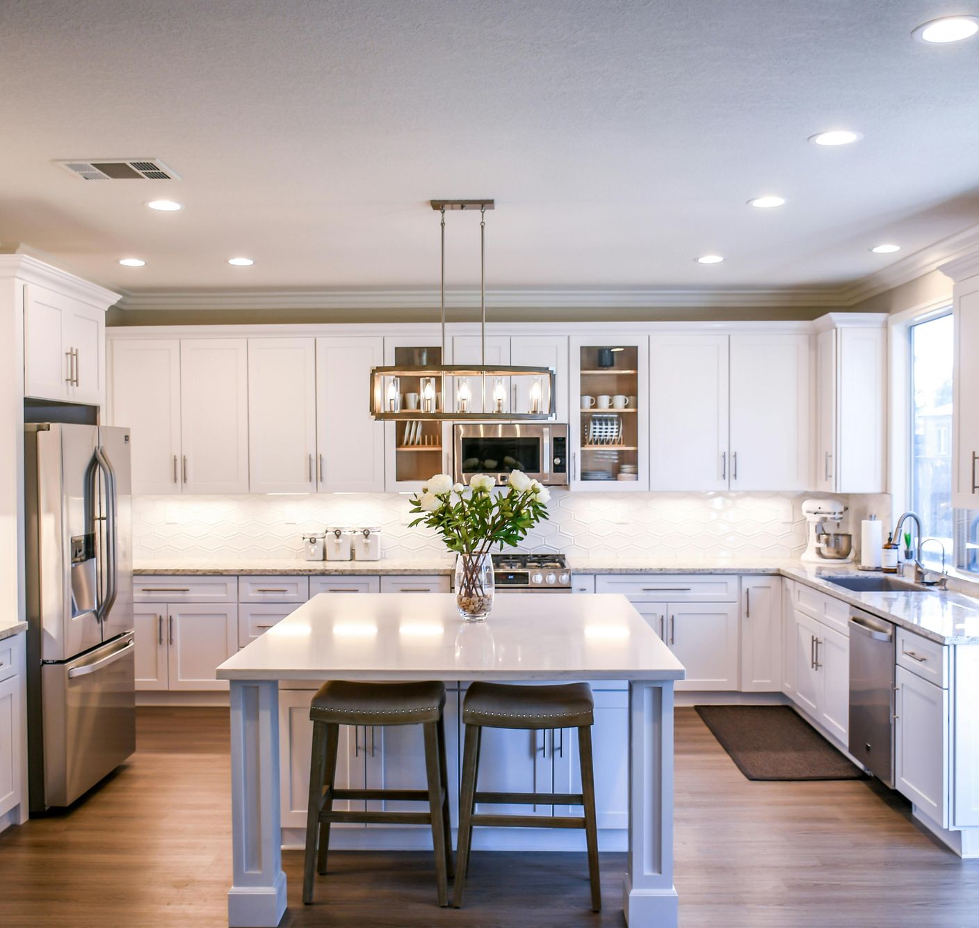 Kitchen with bright lighting