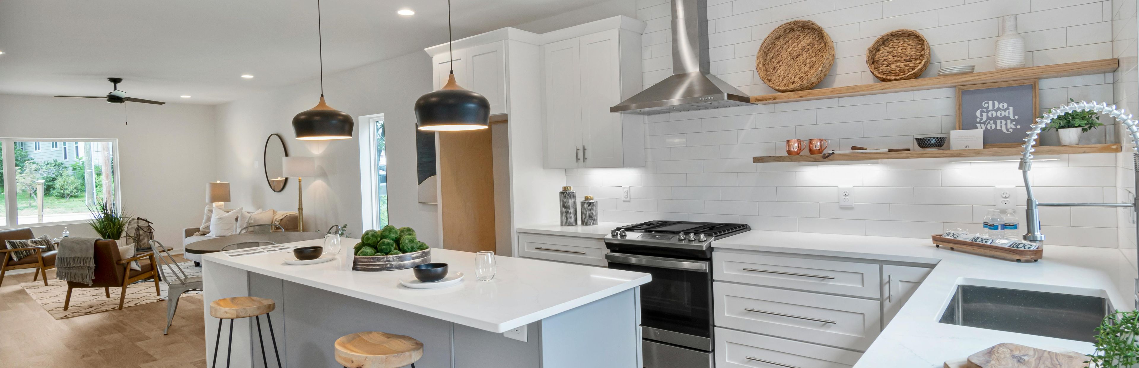 modern kitchen with natural wood