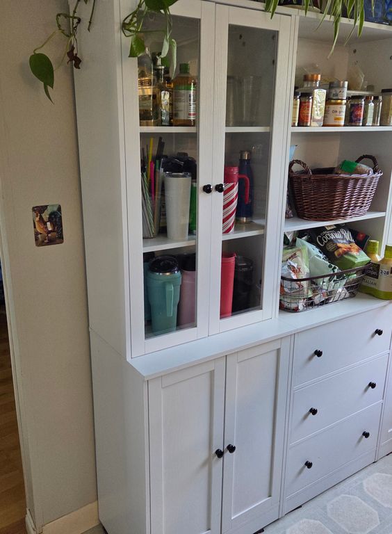 Before: Detached shelving for minimal storage